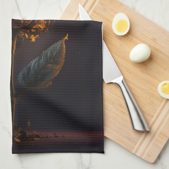 rose on fire tea towel (Quarter Fold)