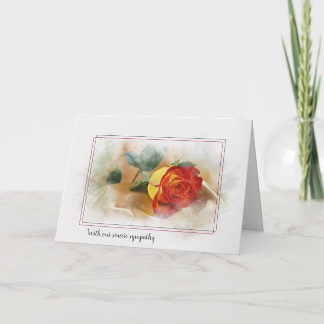 Rose On Gold Satin Sympathy Card (Front)