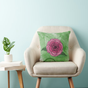Rose On Green Pillow