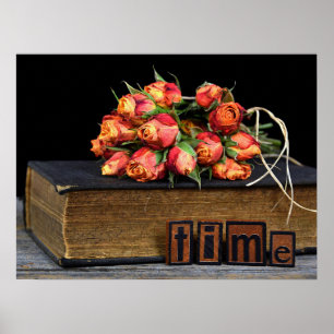 rose on old book poster