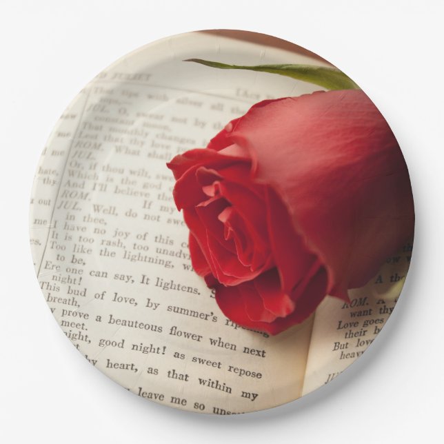 Rose on Shakespeare Paper Plate (Front)