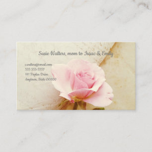 Rose on vintage book pages business card