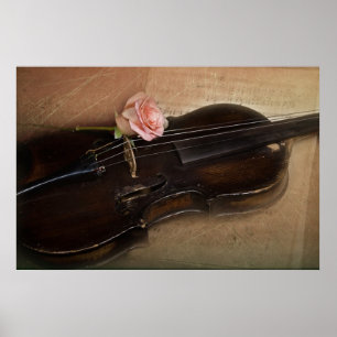 Rose on Violin Poster