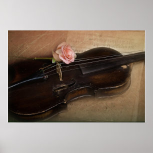 Rose on Violin Poster
