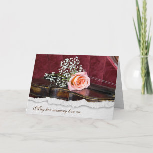 Rose On Violin Sympathy Card