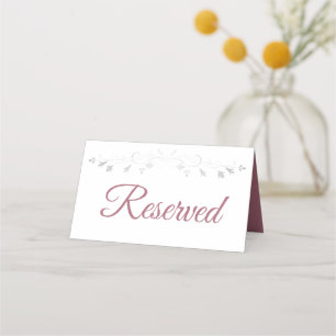 Rose on White Elegant Wedding Reserved Place Card