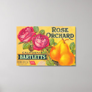 Rose Orchard Pear Crate Label Canvas Print