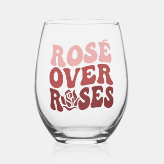 Rose' Over Roses Stemless Wine Glass