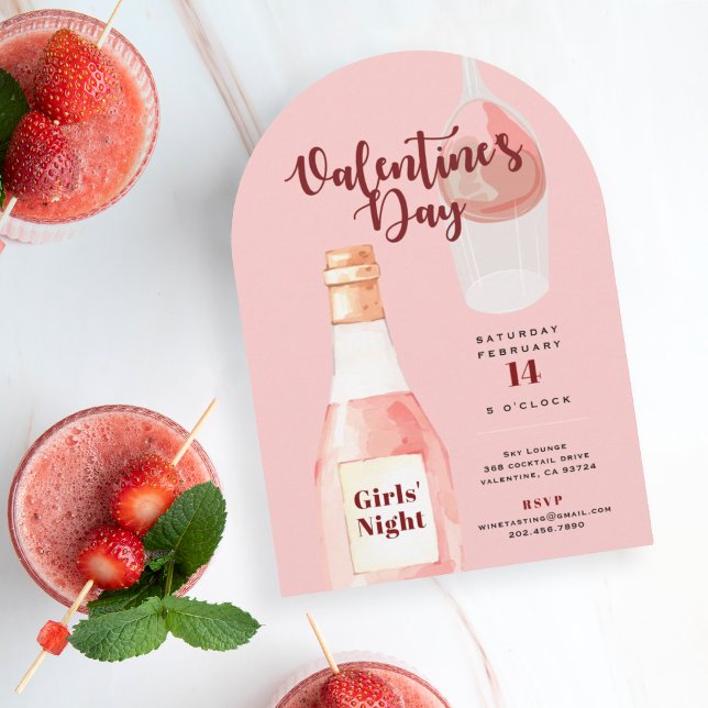 Rosé over Roses Valentine's Day Party Pink Invitation (Creator Uploaded)