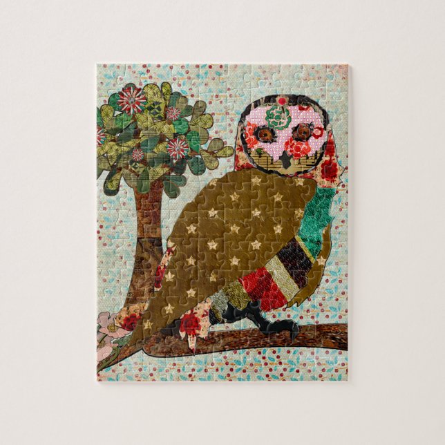 Rose Owl Floral Puzzle (Vertical)