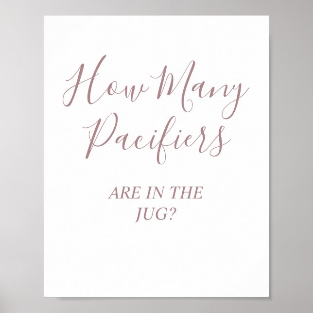 Rose Pacifiers Baby Shower Game Pedestal Sign (Front)