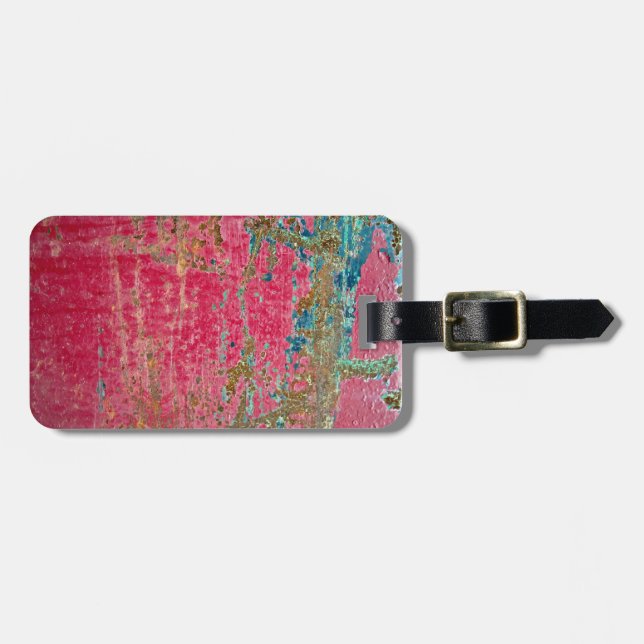 Rose Painted Metal Texture Luggage Tag (Front Horizontal)