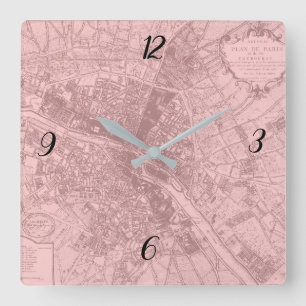 Rose Paris Square Wall Clock