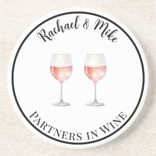 Rosé Partners in Wine Drink Coaster
