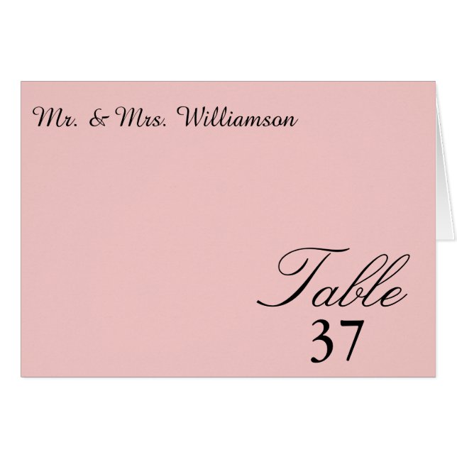 Rose Pastel Wedding Table Cards (Front Horizontal)