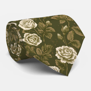 Rose Pattern Businessman Wildflower Wedding Tie