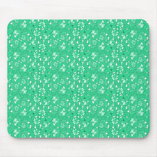 Rose pattern Green Mouse Mat (Front)