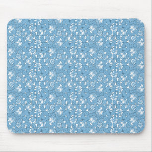 Rose pattern in light Blue Mouse Mat