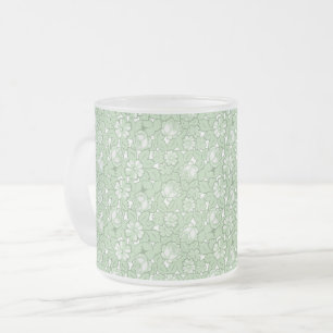 Rose pattern in light Green Frosted Glass Coffee Mug