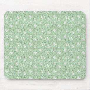 Rose pattern in light Green Mouse Mat