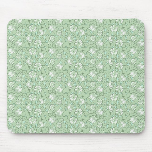 Rose pattern in light Green Mouse Mat (Front)