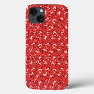 Rose pattern in red iPhone 13 case