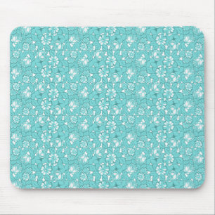 Rose pattern in turquoise mouse mat