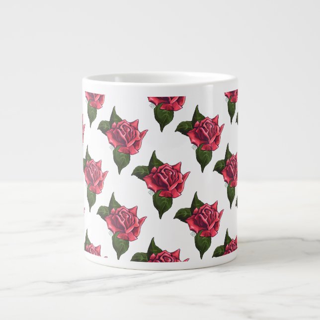 Rose Pattern Large Coffee Mug (Front)