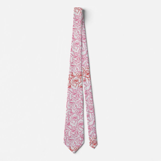 Rose pattern.r.dpnk.02b LGrey BG Tie (Front)