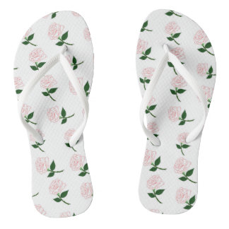 Rose Pattern White flip flops
