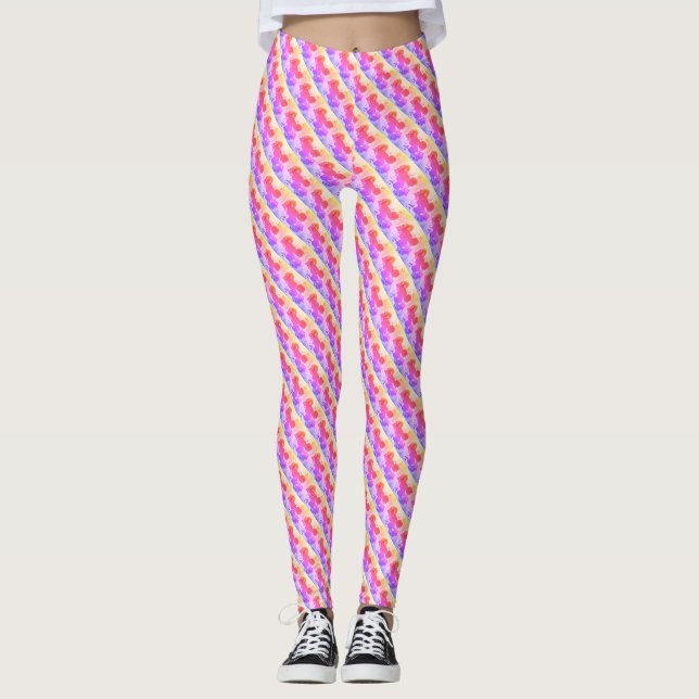 Rose pattern with rainbow colours leggings (Front)
