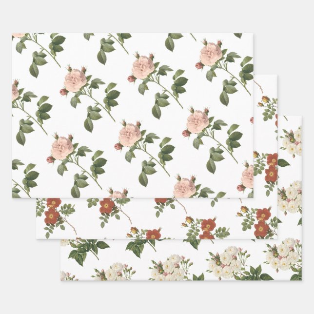 Rose Pattern Wrapping Paper Sheet (Set)