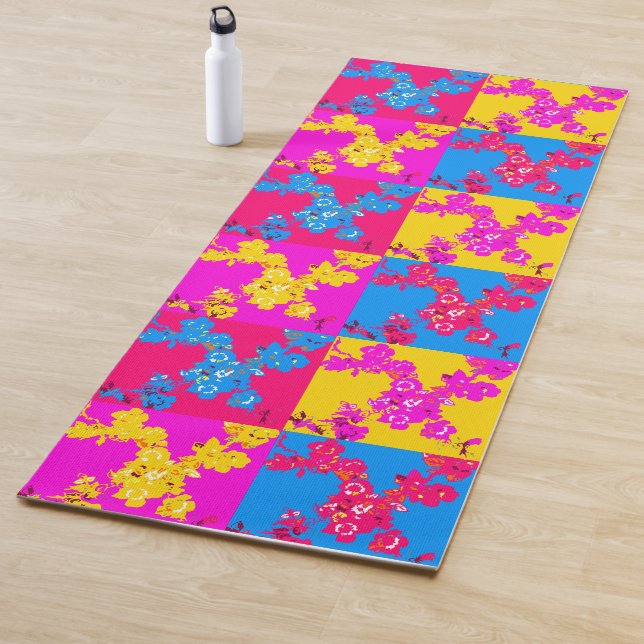 Rose Patterned Tile Repeat Yoga Mat (In Situ)