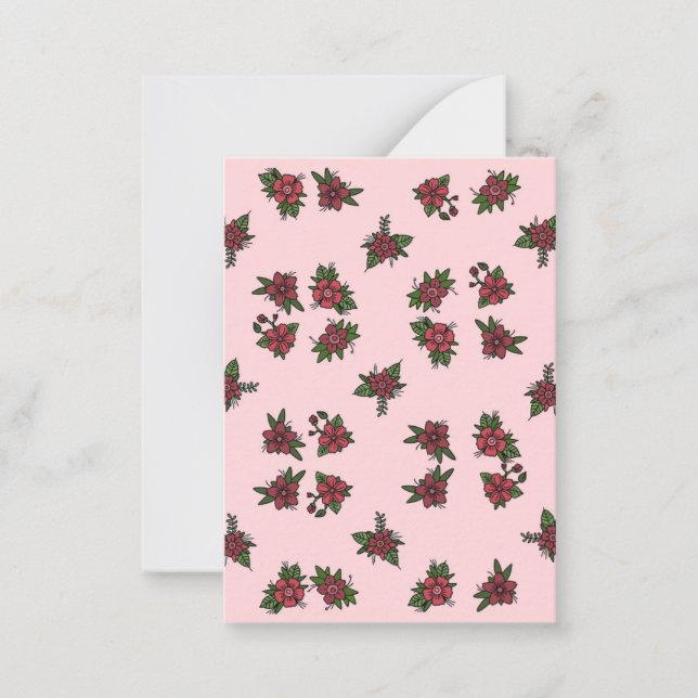 Rose patterns, cute little pink and red design card (Front)
