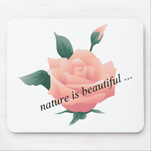Rose (Peach) - Beautiful nature Mouse Mat