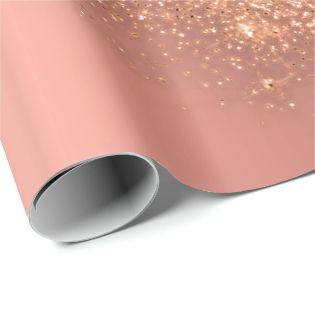 Rose Peach  Makeup Confetti Glitter Beauty Copper Wrapping Paper (Roll Corner)