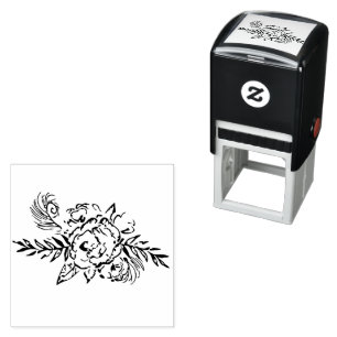 Rose & Peacock Self-inking Stamp