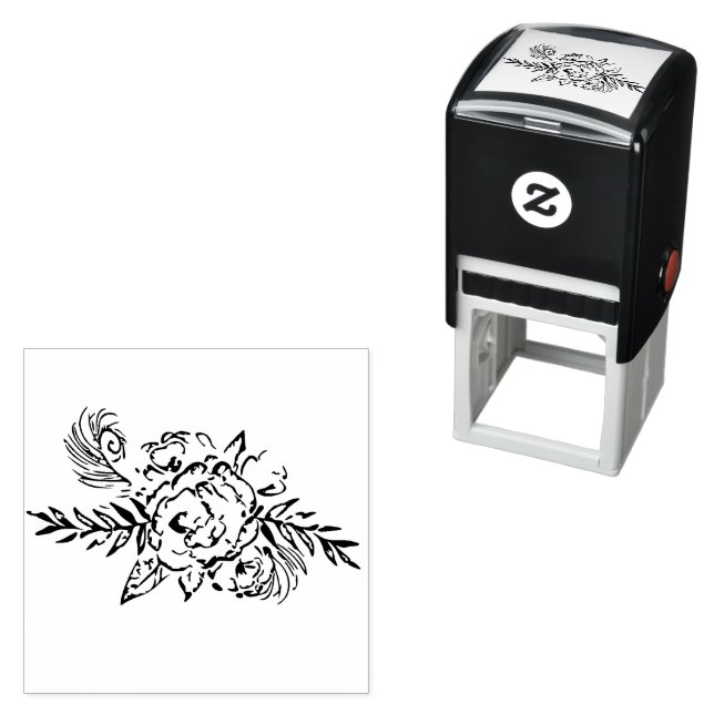 Rose & Peacock Self-inking Stamp (In Situ)