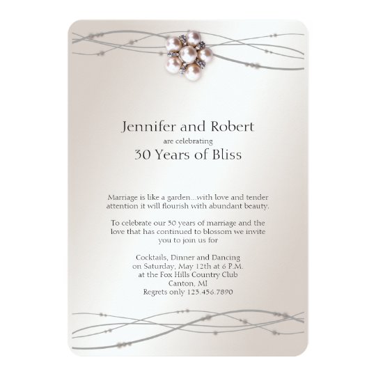 Rose Pearl 30th  Wedding  Anniversary  Invitation  Zazzle co uk 