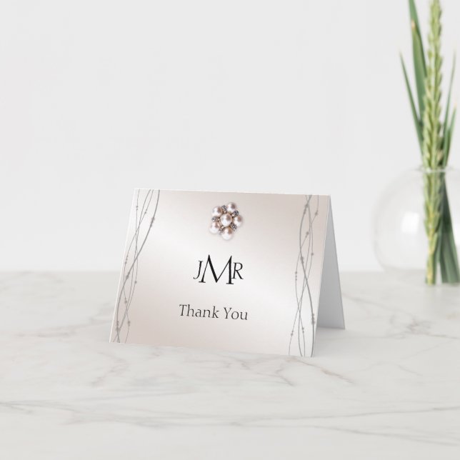 Rose Pearl and Dots 30th Anniversary Thank You Card (Front)