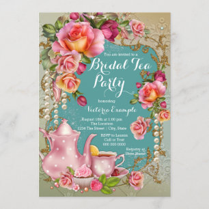 Rose Pearl Bridal Tea Party Invitation