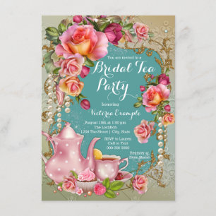 Rose Pearl Bridal Tea Party Invitation