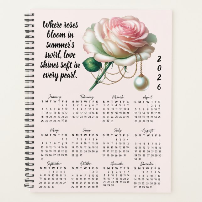 Rose & Pearl June Verse – 2026 Full-Year Planner (Front)