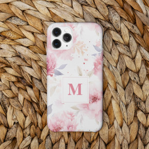 Rose Peonies Custom Monogram Case-Mate iPhone 14 Pro Max Case