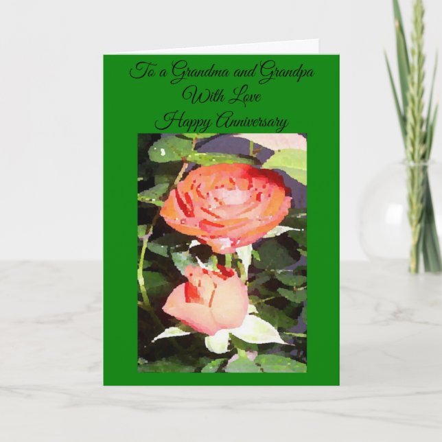 Rose Personalised Grandparents Wedding Anniversary Card (Front)