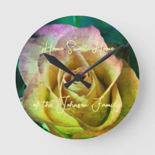 Rose Personalizable Message and Name Wall Clock