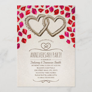 Rose Petal Beach 30th Wedding Anniversary Party Invitation