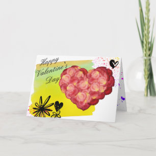 Rose Petal Heart with Watercolor outside inside Holiday Card