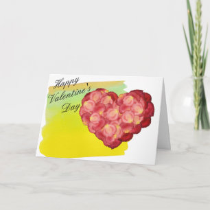 Rose Petal Heart with Watercolor outside inside Holiday Card