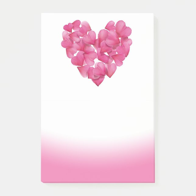 Rose petal hearts pink fade note (Front)